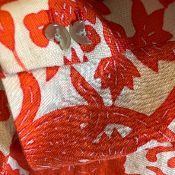 Vintage Y2K LOFT Women's Vibrant Orange and Cream Floral Blazer dead stock - Picture 5 of 14